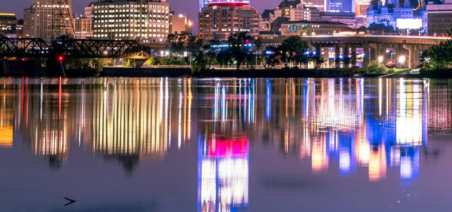 Albany skyline at dusk.